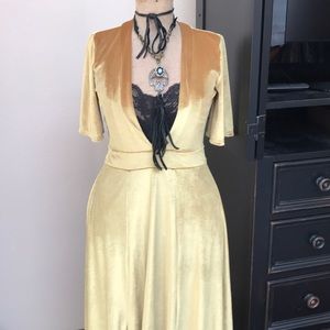 Gorgeous L&B Gold Color Stretch Velvet Dress-NWT